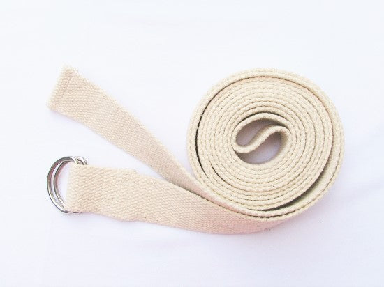 OMSutra Yoga Strap - 10 ft - D-Ring Natural White