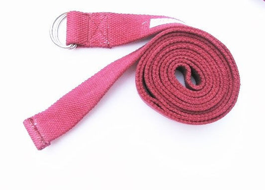 OMSutra Yoga Strap - 8ft - D-Ring Burgundy Red