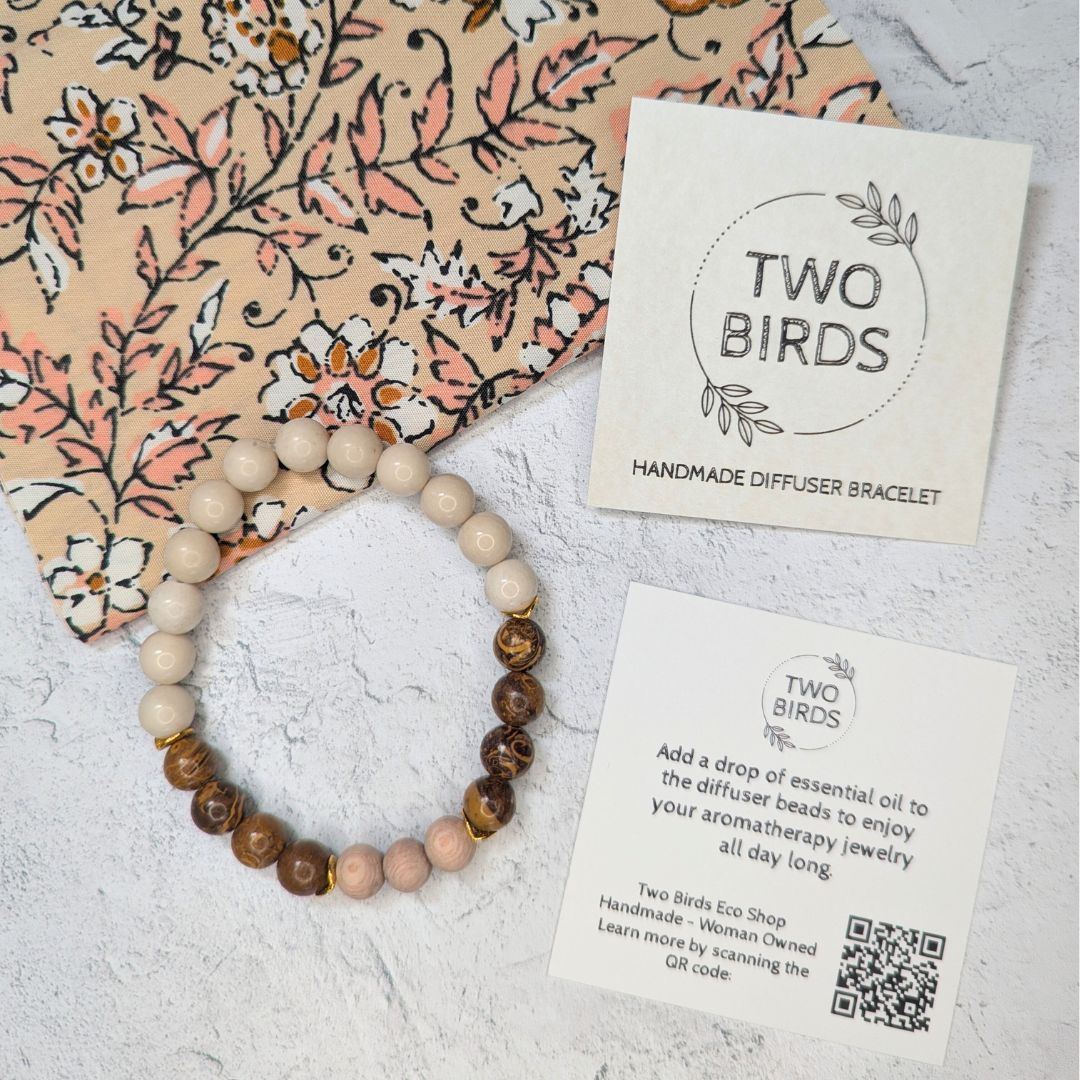 Oak Jasper, Riverstone & Rosewood Bracelet – Essential Oil Diffuser Bracelet