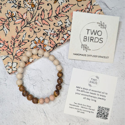 Oak Jasper, Riverstone & Rosewood Bracelet – Essential Oil Diffuser Bracelet