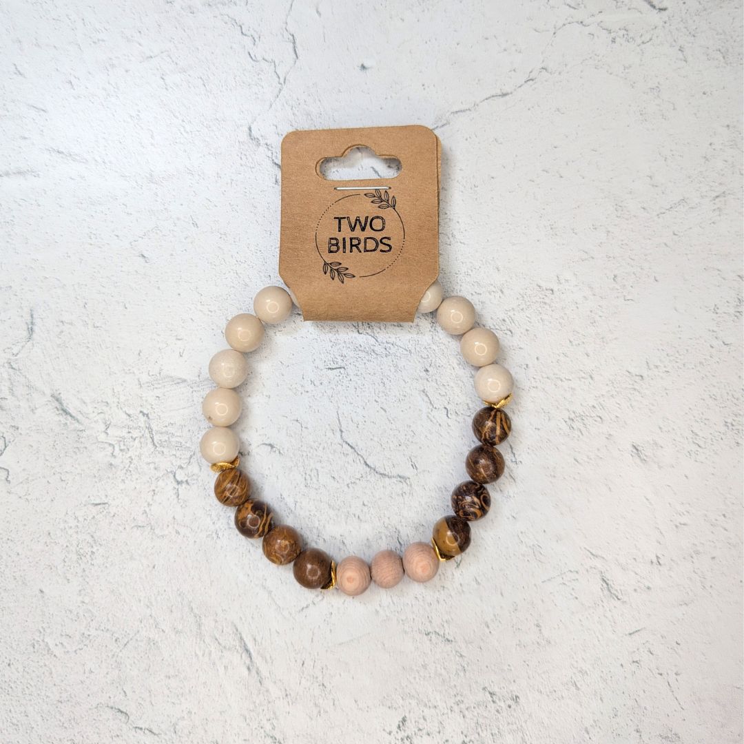 Oak Jasper, Riverstone & Rosewood Bracelet – Essential Oil Diffuser Bracelet