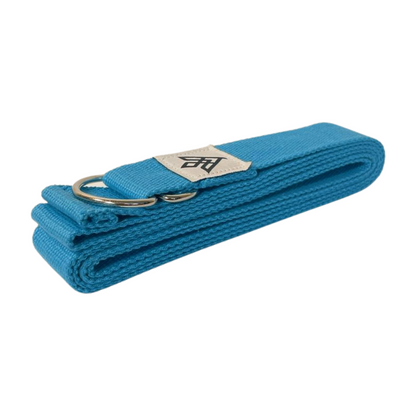 Odyssey Yoga Strap in color Turquoise with Asivana Yoga logo (side)