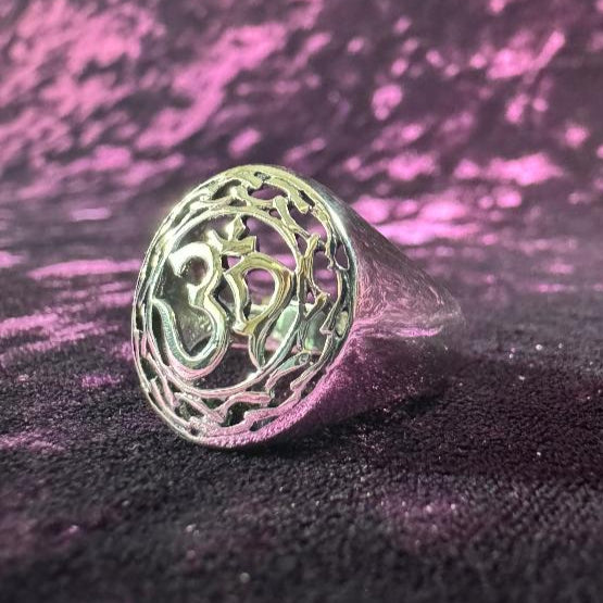 Open OM Symbol Sterling Silver Ring