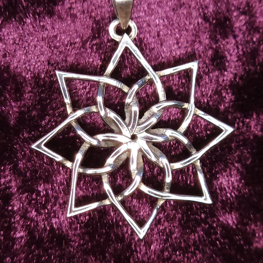 Opening Lotus Sterling Silver Pendant Closeup