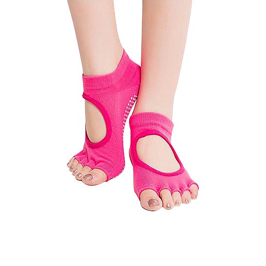 Peep Toe Yoga Socks Hot Pink