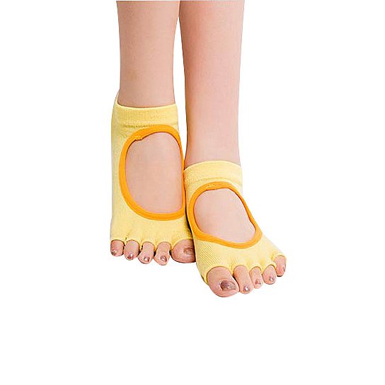 Peep Toe Yoga Socks Yellow