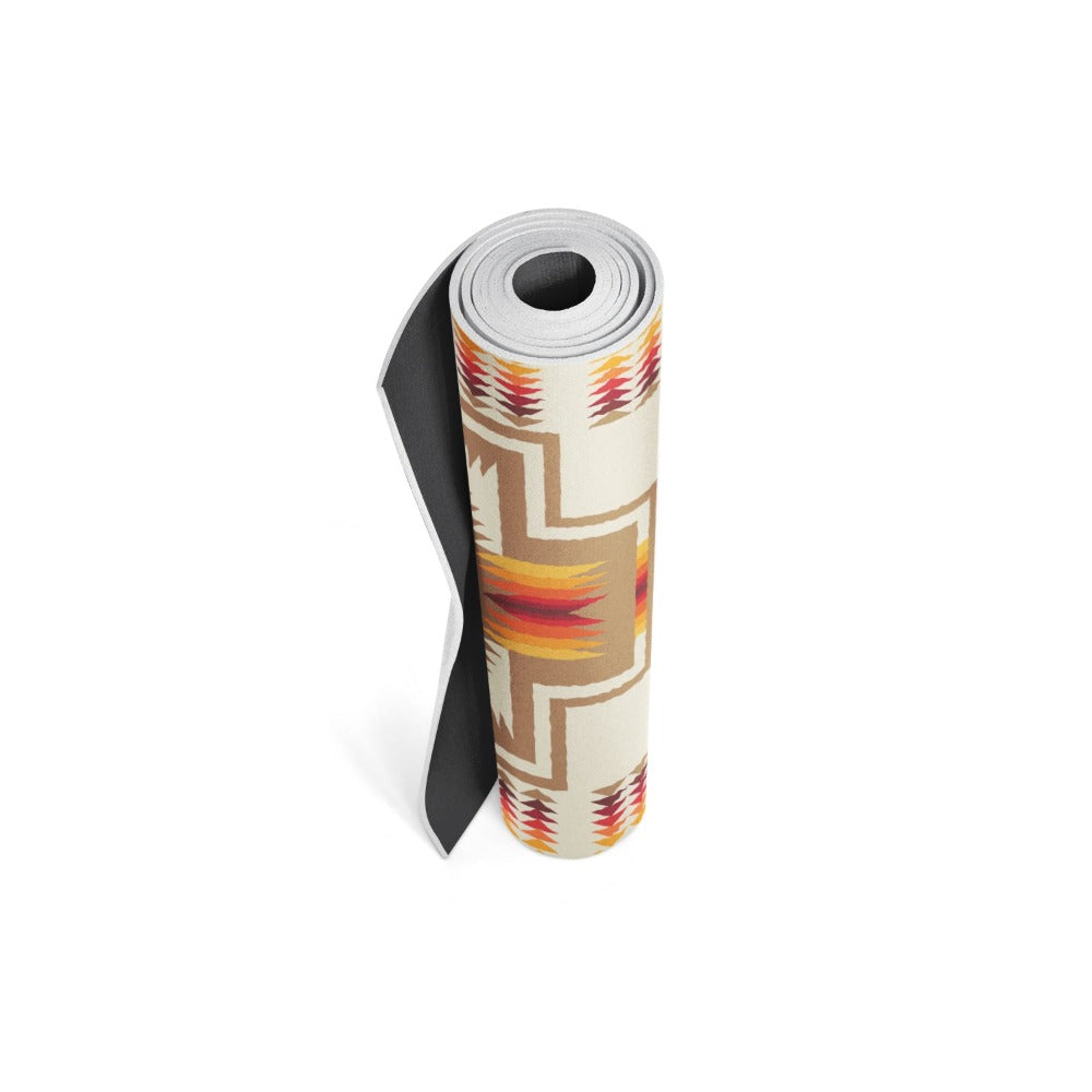 Pendleton x Yune Yoga - Harding Tan Yoga Mat Rolled Up