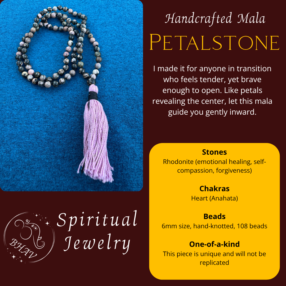 Petalstone - Rhodonite  6mm Mala Prayer Beads