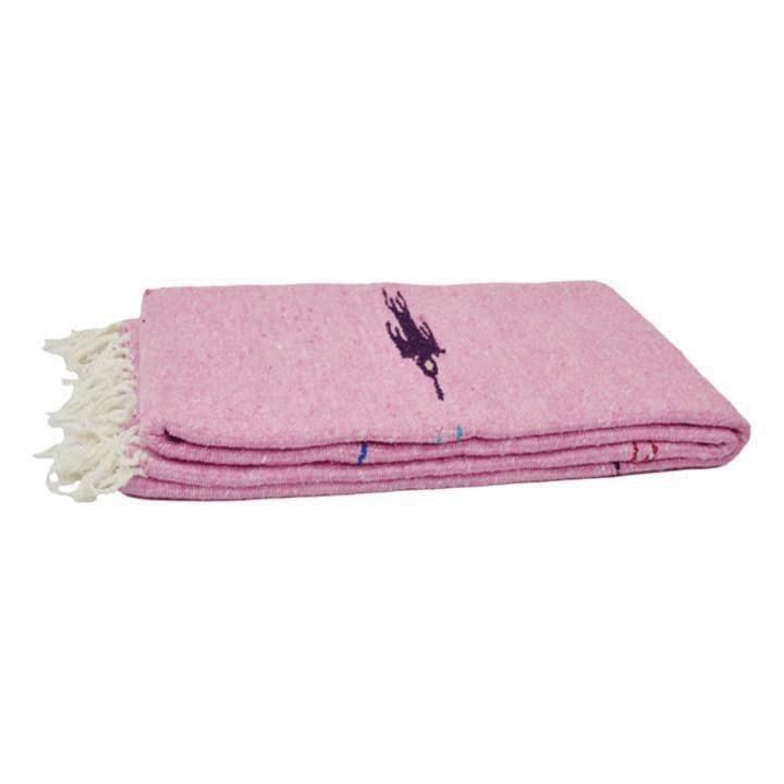 Pink Baja Thunderbird Yoga Blanket Flat
