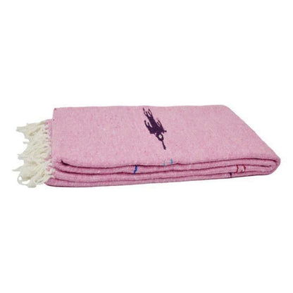 Pink Baja Thunderbird Yoga Blanket Flat
