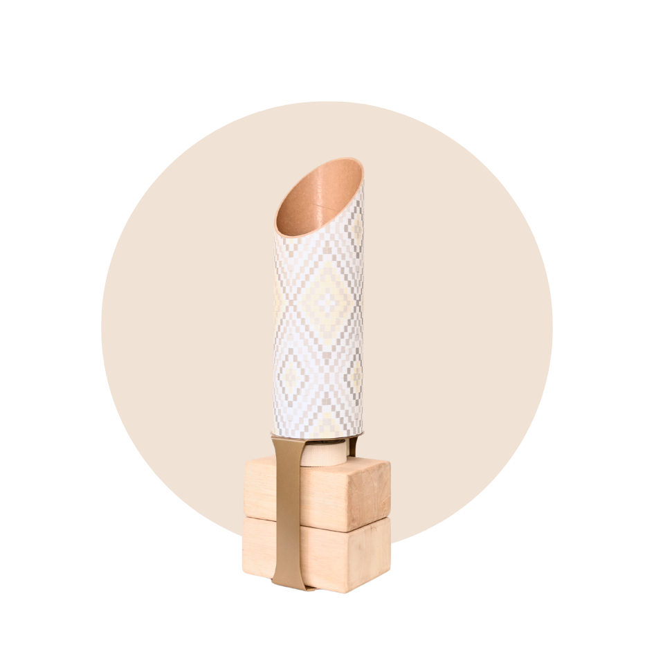 Pixel Yellow Yoga Mat Storage Tube with Gold Block Stand