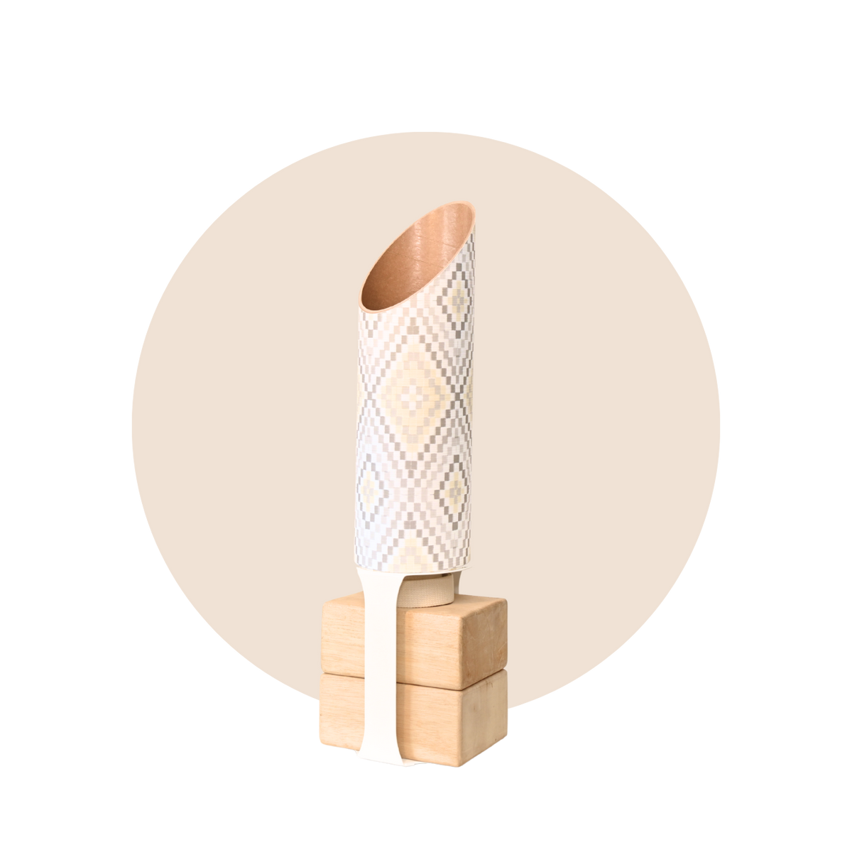 Pixel Yellow Yoga Mat Storage Tube with White Block Stand