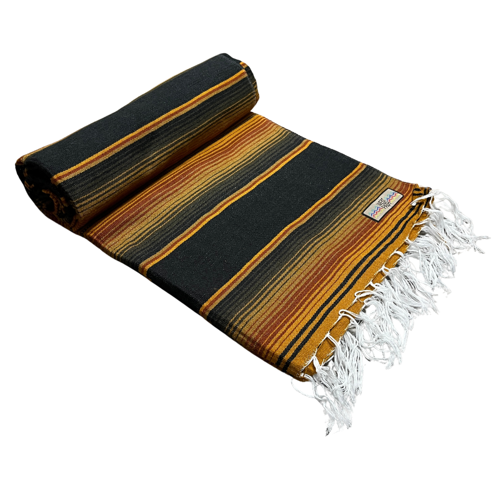 Brown Isla Serape Yoga Blanket Rolled Out
