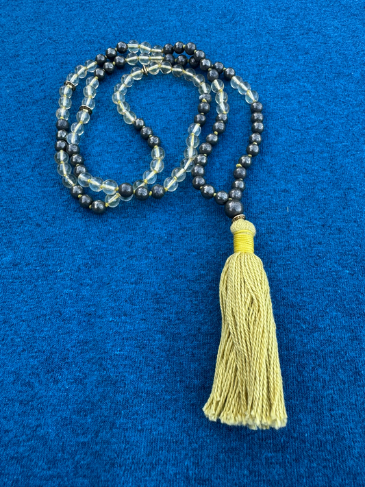 Pyrite and Citrine 6mm Mala Prayer Beads