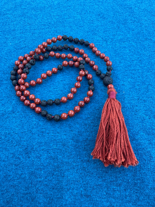 Red Jasper and Lava Stone 6mm Mala Prayer Beads