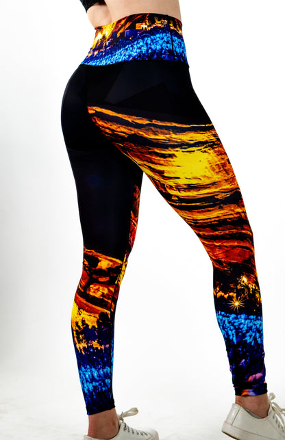 Red Rocks Concert Yoga Pants Back