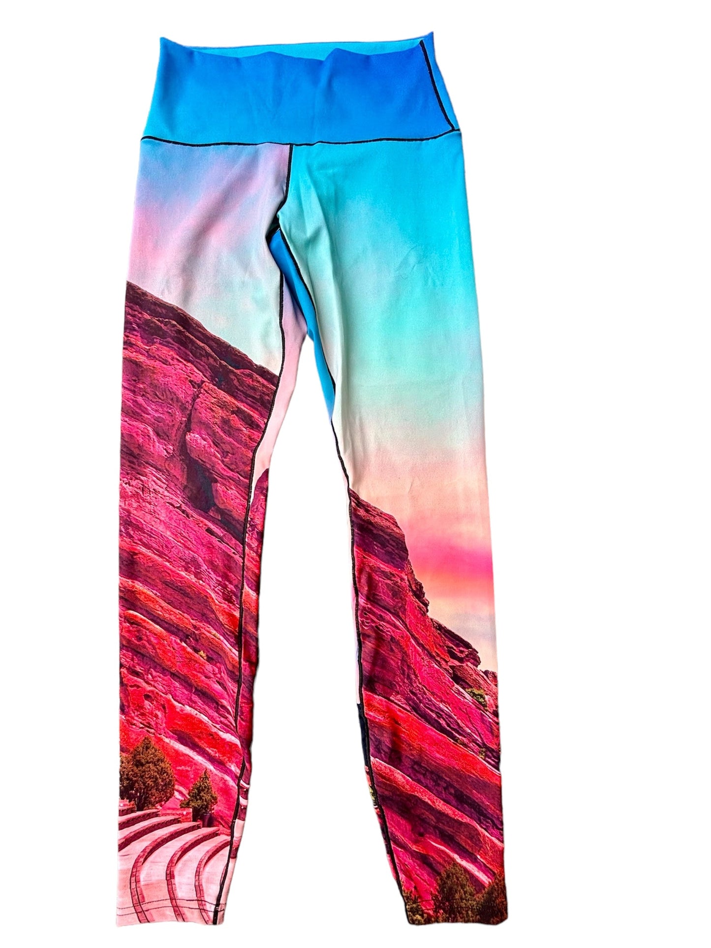 Red Rocks Sunrise Yoga Pants Laid