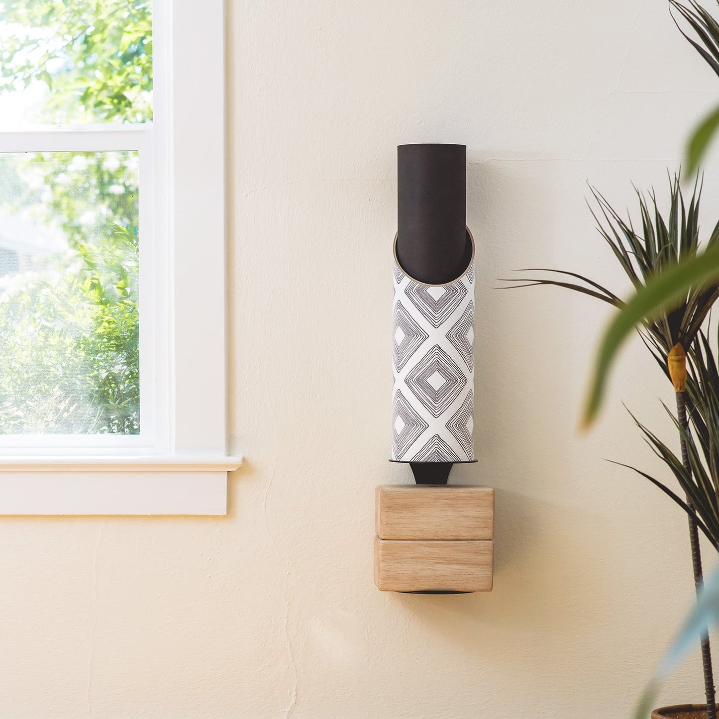 Rhombi Yoga Mat Tube On Wall Yoga Mat and Block Storage