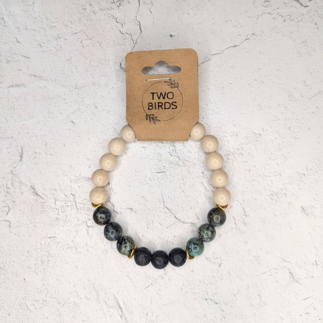 Riverstone, African Turquoise & Lava Stone Bracelet – Essential Oil Diffuser Bracelet