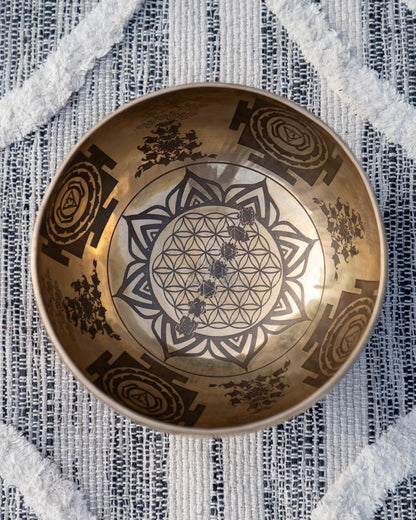 Root Chakra Singing Bowl in C Laser Engraved Bowl