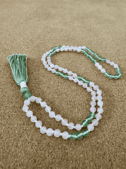 Bloomheart - Rose Quartz & Green Aventurine 6mm Handcrafted Mala