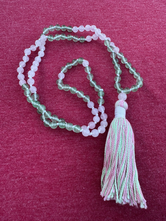 Rose Quartz and Green Aventurine 6mm Mala Prayer Beads