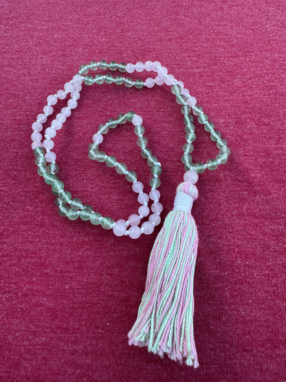 Rose Quartz and Green Aventurine 6mm Mala Prayer Beads Alt