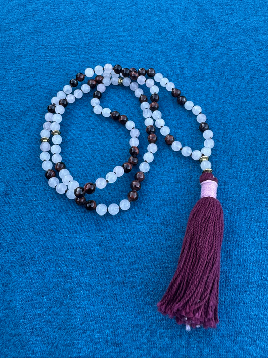 Rose Quartz and Red Tigers Eye 6mm Mala Prayer Beads