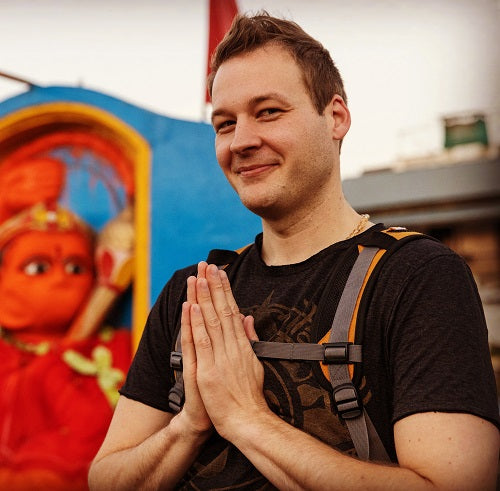 Jack Utermoehl Founder of Asivana Yoga Poses in Tadasana in Nashik India