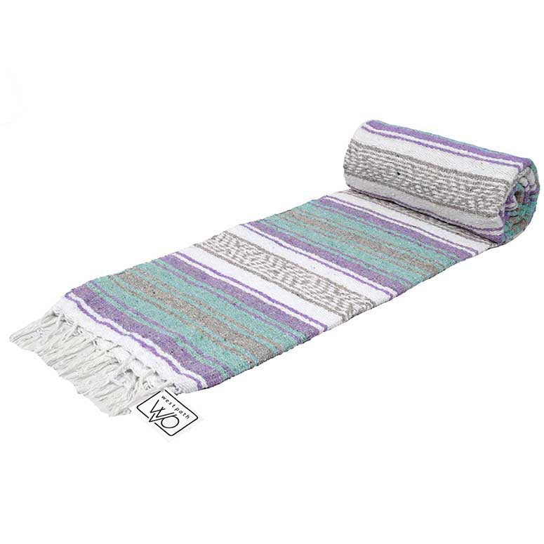 Seafoam Green & Purple Falsa Yoga Blanket Rolled Out