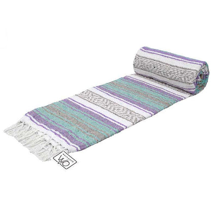 Seafoam Green & Purple Falsa Yoga Blanket Rolled Out