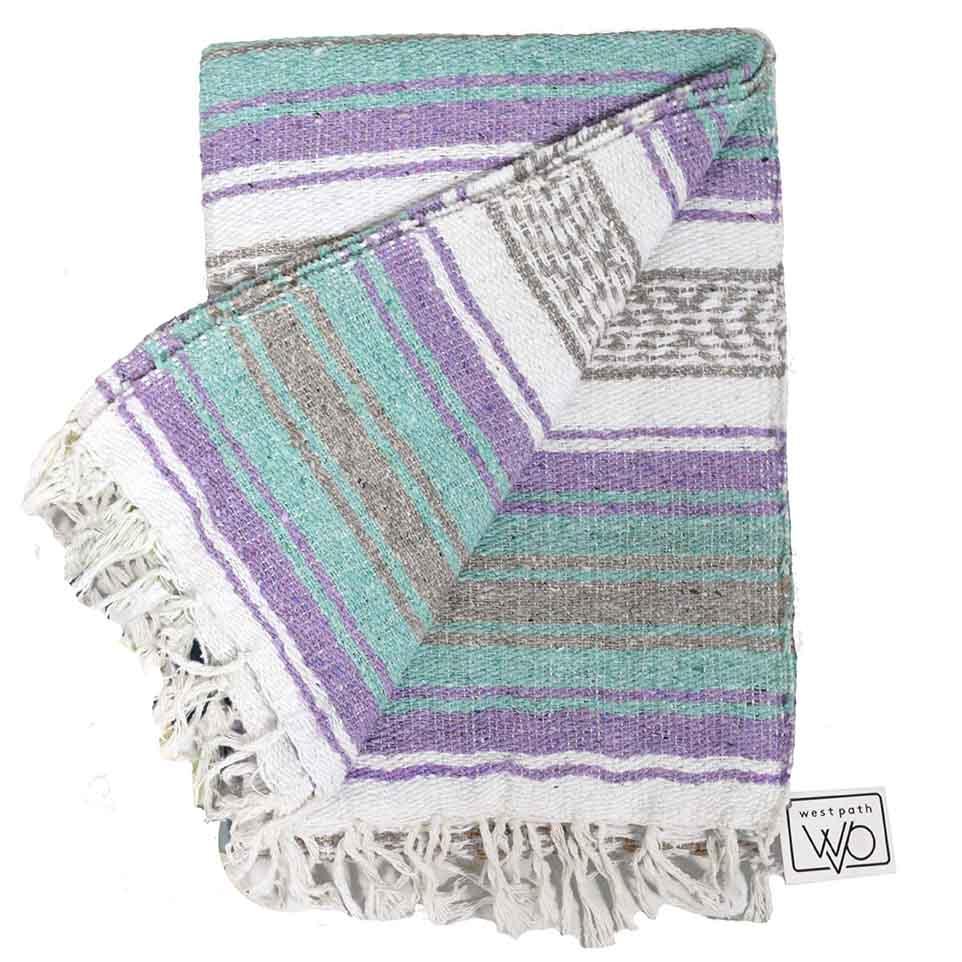 Seafoam Green & Purple Falsa Yoga Blanket Side Fold