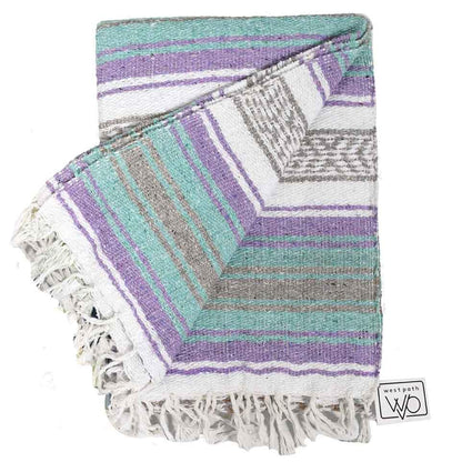 Seafoam Green & Purple Falsa Yoga Blanket Side Fold