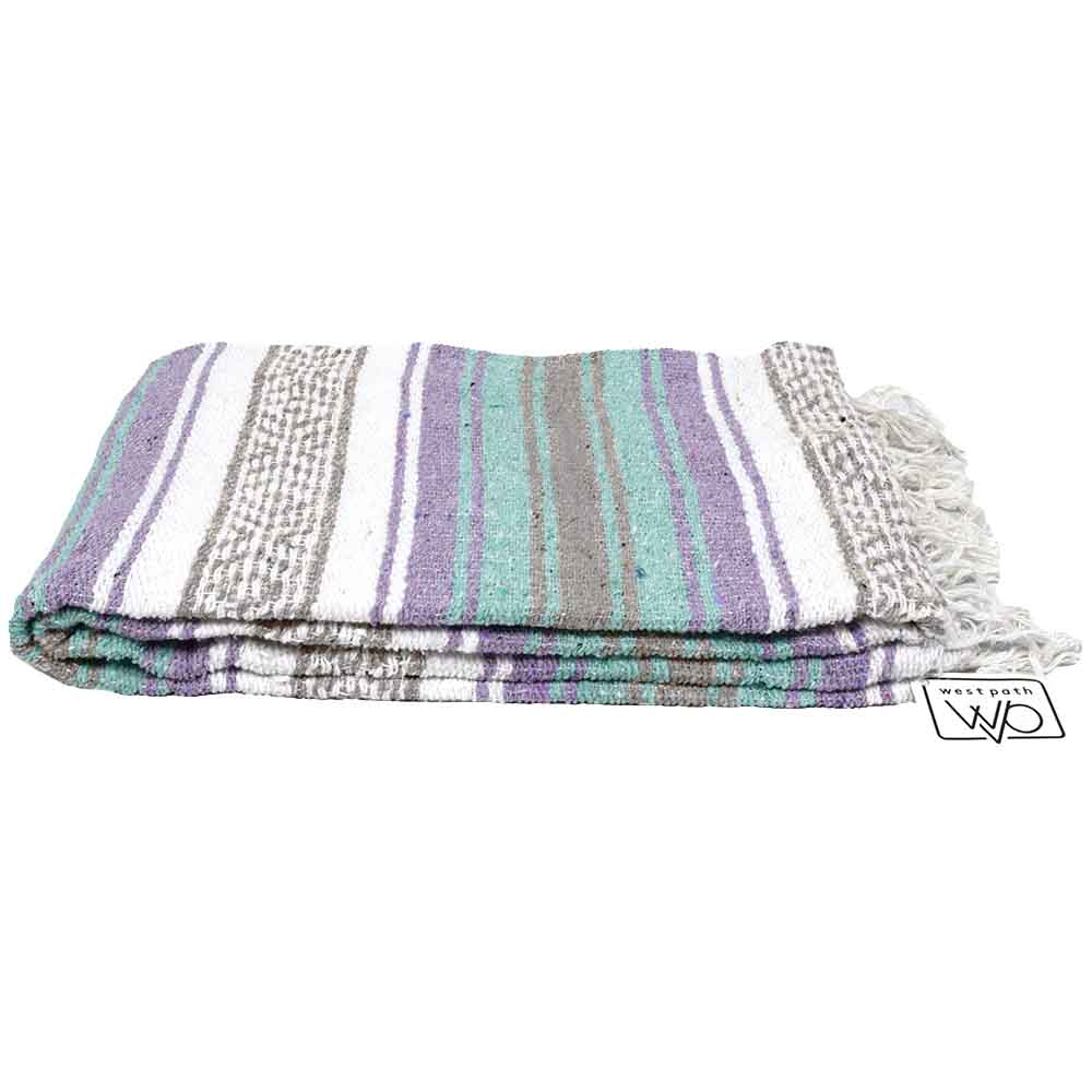 Seafoam Green & Purple Falsa Yoga Blanket Side View