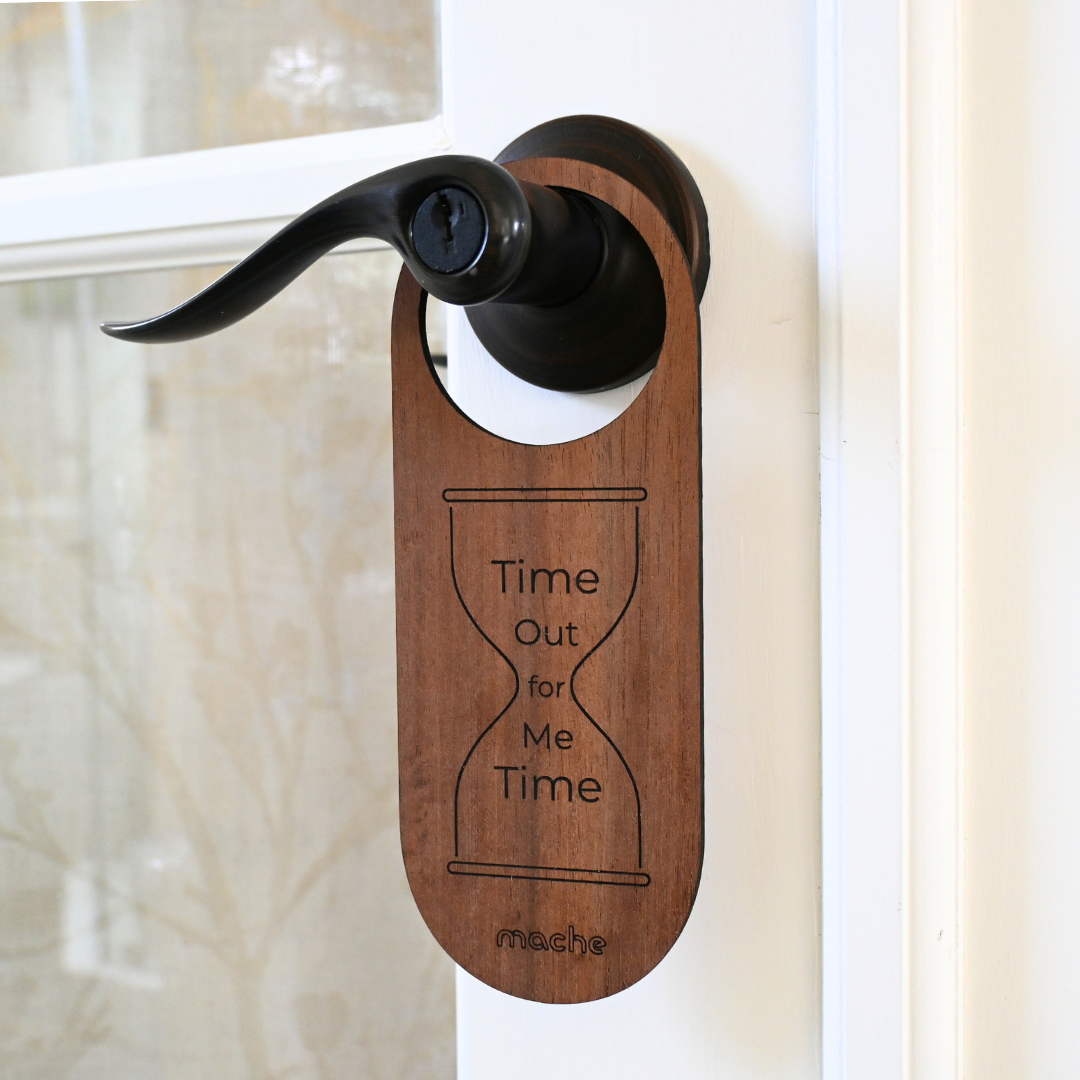 Self Care Sign | Me Time Door Hanger Walnet