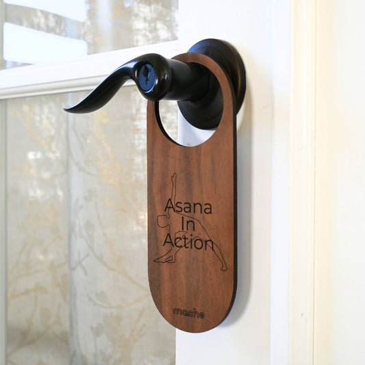 Self Care Sign | Yoga Door Hanger Walnut