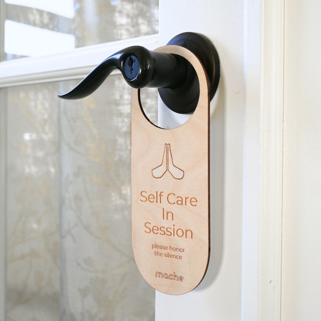 Self Care Sign | Self Care Door Hanger Birch