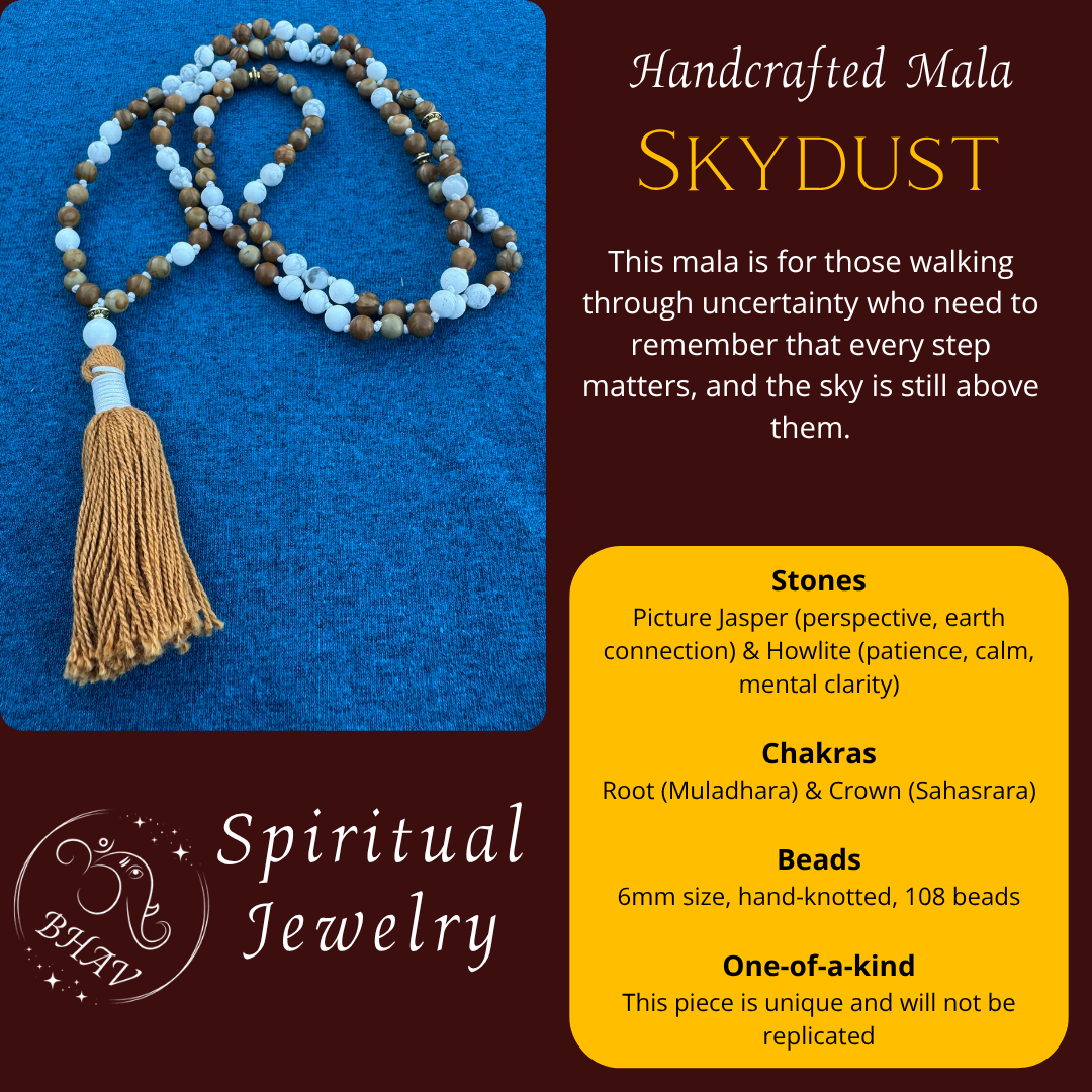 Skydust - Howlite and Picture Jasper 6mm Mala Prayer Beads