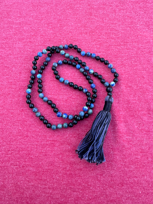 Sodalite and Black Onyx 6mm Mala Prayer Beads