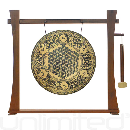 18" Flower of Life Prayer Gong on Spirit Guide Gong Stand