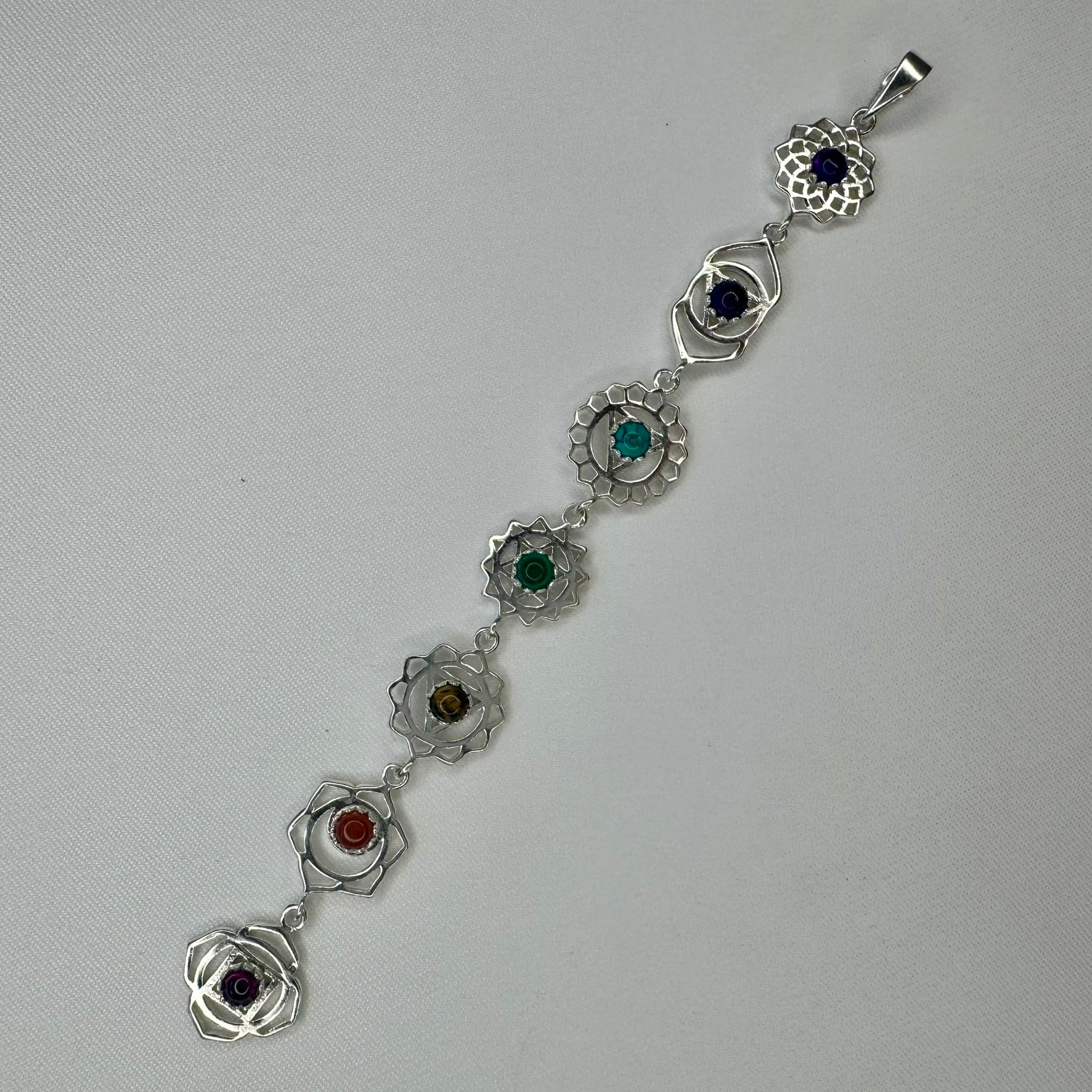 Sterling Silver Chakra Pendant with Gemstones