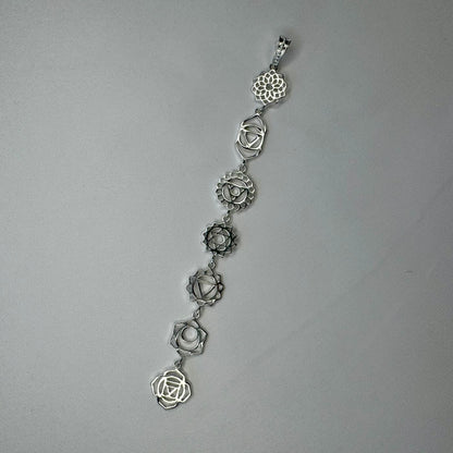 Sterling Silver Chakra Pendant with Lotus Symbols