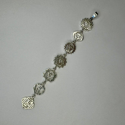 Sterling Silver Chakra Pendant with Sanskrit Symbols