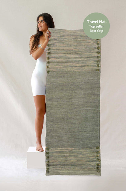Travel Cotton Herbal Yoga Rug - Jade & Jute