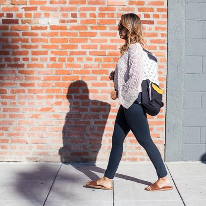 Triangle Organic Yoga Mat Bag Walking to Studio