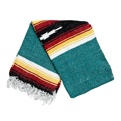 Turquoise Sunset Baja Yoga Blanket Angle Fold
