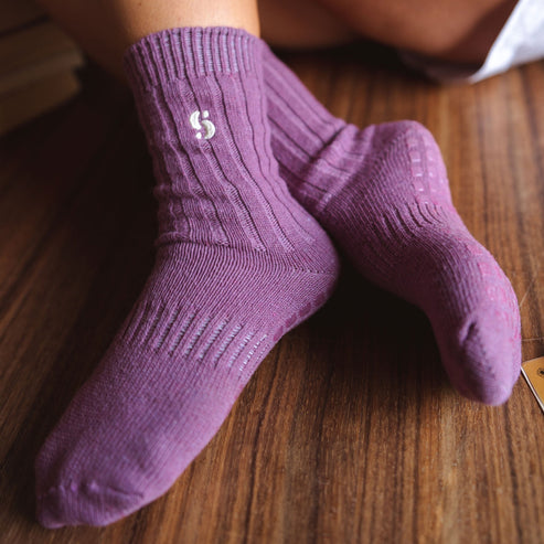 Viola Yoga Socks – Merino Wool by Little Yoga Socks