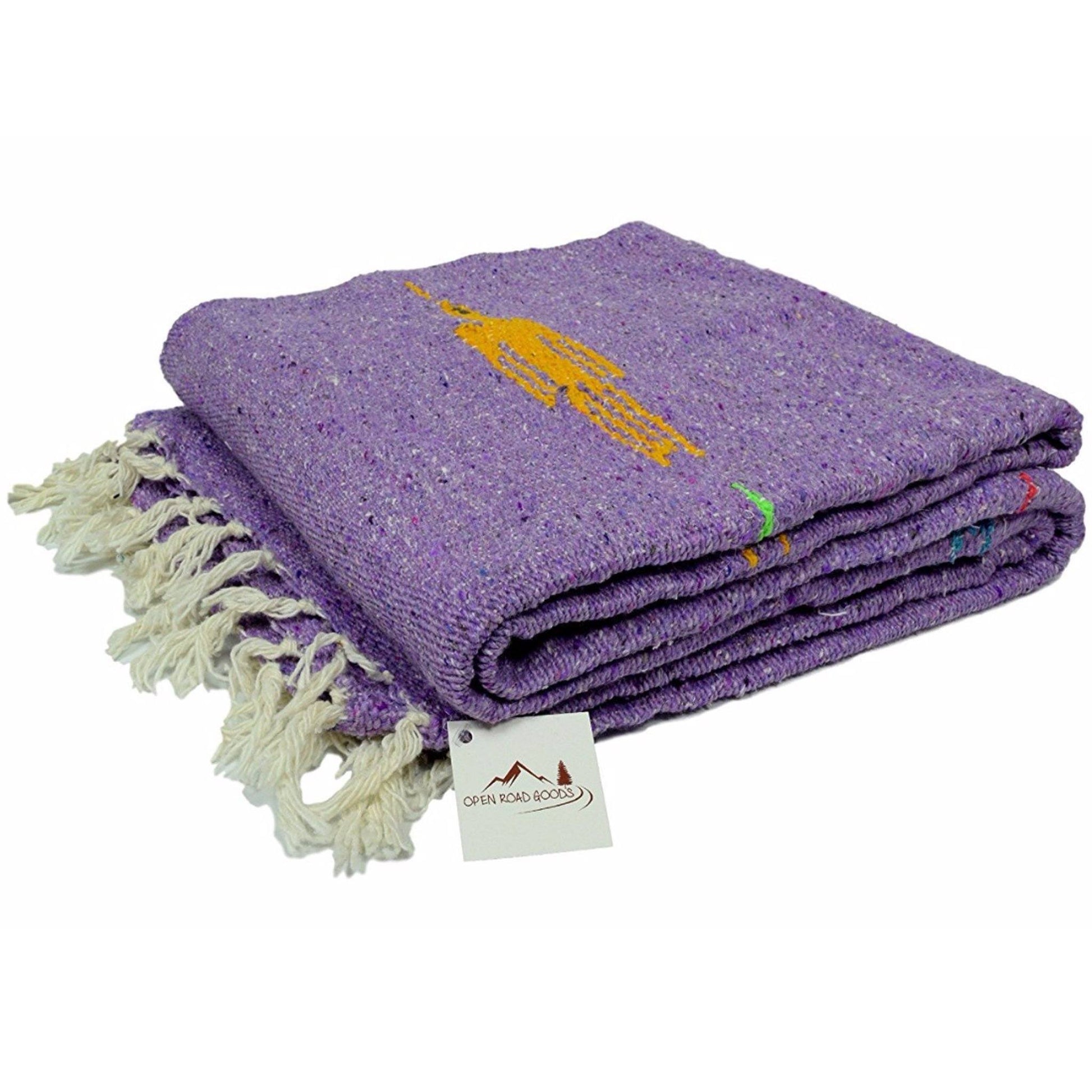 Violet Thunderbird Baja Yoga Blanket Laid Down