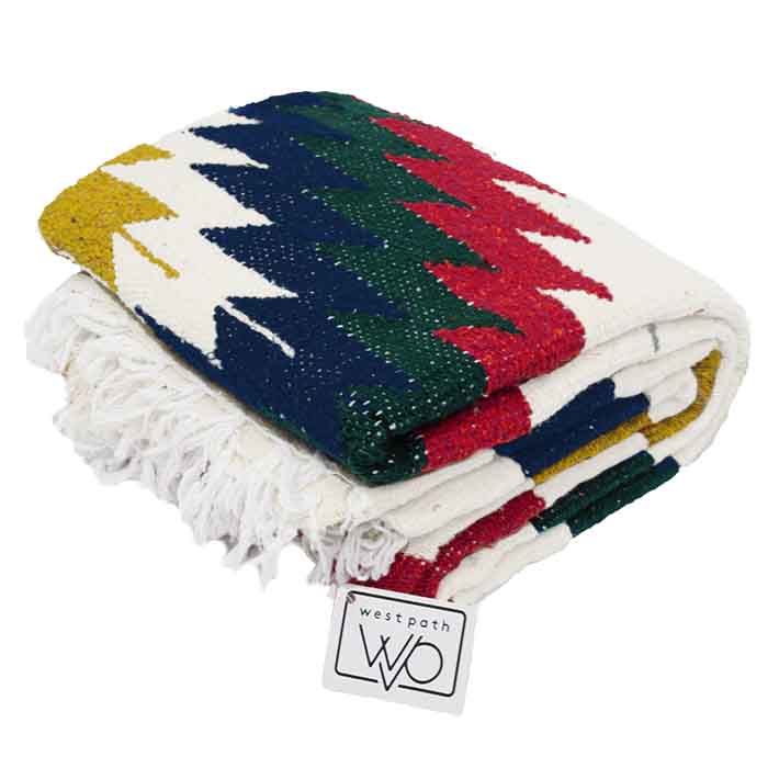 White Fiesta Diamond Yoga Blanket Folded