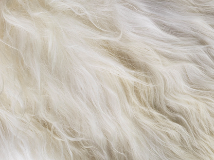 White Icelandic Sheepskin Meditation Rug Close Up